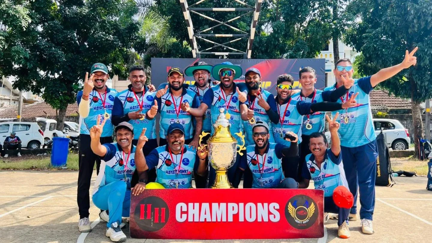 Hayatt Championship Trophy Season 2 champion team celebrating with their medals and trophy